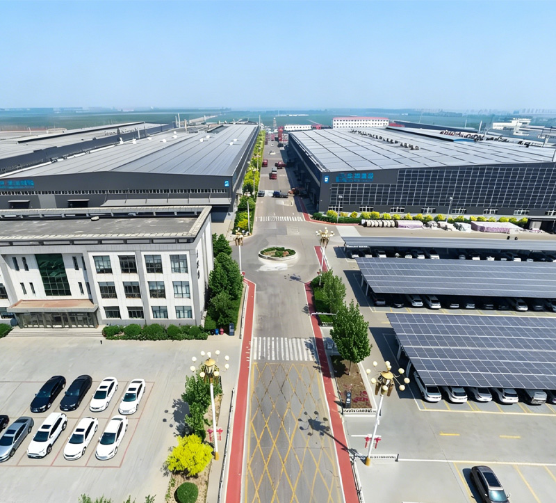 Steel wire factory aerial overview